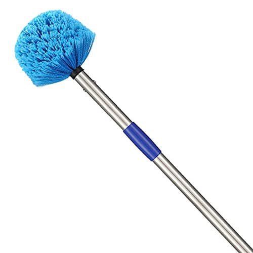 Duster, Cobweb Duster with Extension Pole, Medium Stiff Bristles Cobweb Duster Head & 6-Feet Stainless Steel Pole Ceiling Fan Duster for Outdoor Indoor Cleaning