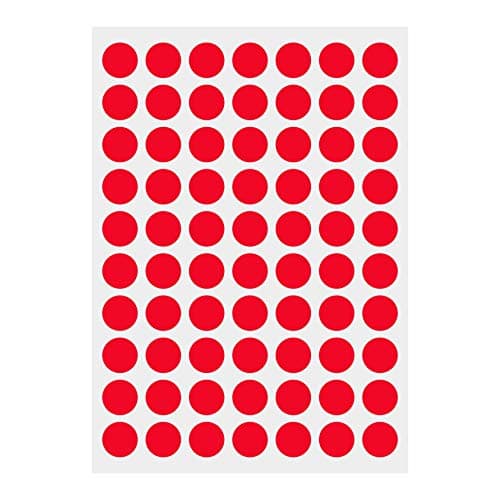 PARLAIM 1050 0.75" Round Red Circle Stickers, 6.9" x 10" Sheet, 15 Sheets, Colored Dot Stickers 3/4 inch Label Red