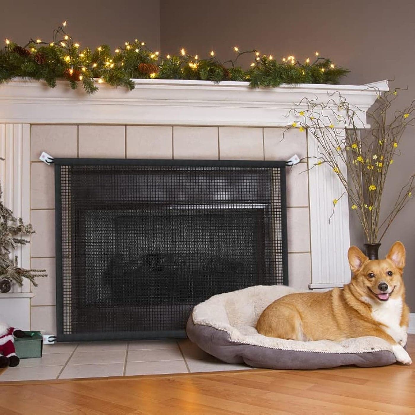 Fireplace Screen Safe Mesh Gate Child Proof Barrier Guard Living Room Fire Place Cover for Toddler Baby and Pets 29 x 41 inches