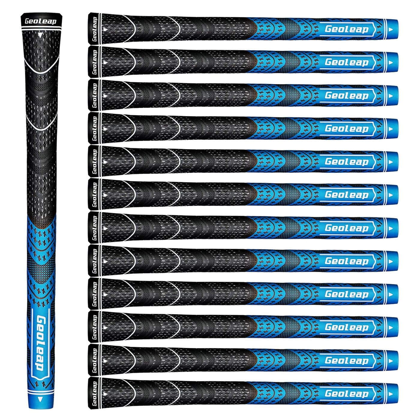 Geoleap Golf Grips Set of 13 Cord Rubber Compound Material Hybrid Golf Club Grips All Weather Performance Blue Midsize