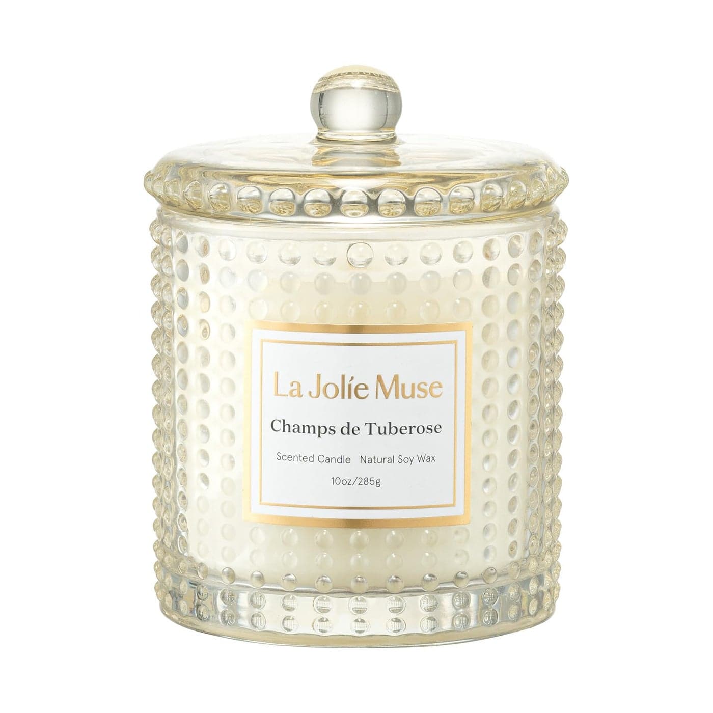 LA JOLIE MUSE Champs de Tuberose Scented Candle Ylang Tuberose Orange Blossom 10 oz Natural Soy Wax 55 Hours Clean Burn Floral Scented Candle GiftReady for Hosts Gatherings