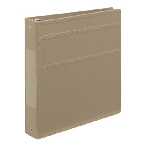 Carstens 1.5-Inch Heavy Duty 3-Ring Binder - Side Opening, Taupe, Durable Plastic, Precision No-Gap Rings, Waterproof Covers, No Pockets, Holds 250 Letter-Size Sheets, BPA-Free, Made in USA (2046-3R)
