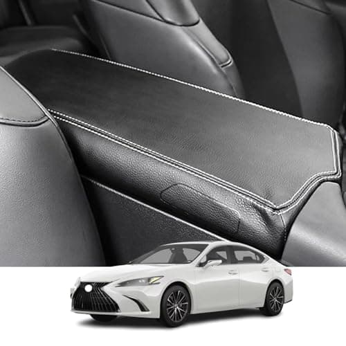 Kakash Custom Interior Accessories for Lexus ES 250 300h 350 2019 2020 2021 2022 2023 Leather Center Console Cover Armrest Pad,Waterproof Anti-Scratch Protector Your Armrest(Gray Stitches)