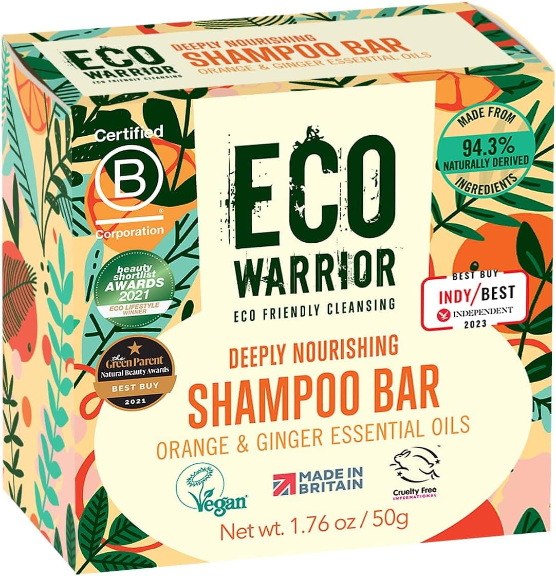 Eco Warrior Deeply Nourishing Mini Shampoo Bar 50g Vegan Cruelty Free Natural No SLS or Parabens Eco Friendly Cleansing Bar ideal travel toilettries plastic free and planet friendly