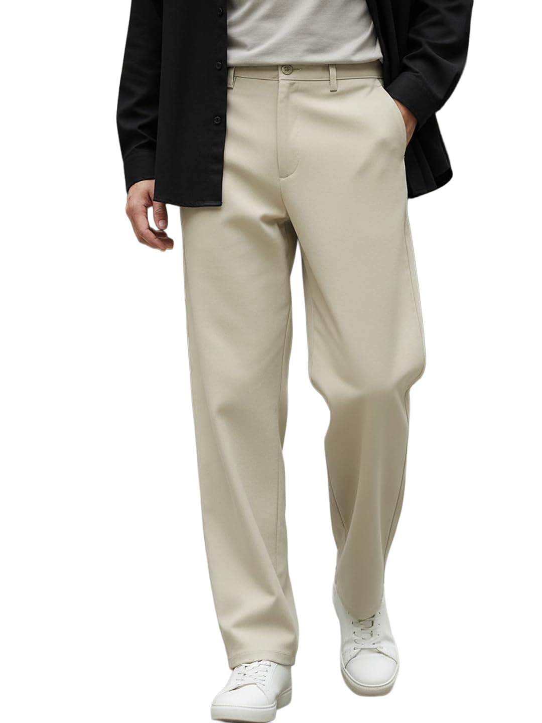 Urbano Fashion Men's Light Grey Loose Baggy Fit Solid Chino Trousers Non-Stretchable (chinoloose-lgrey-38)