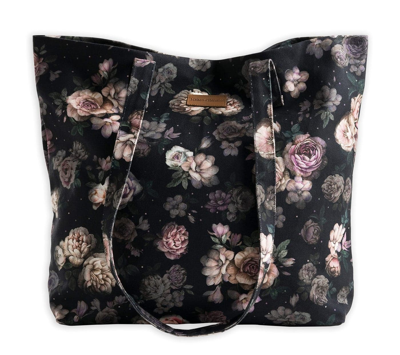 Maison d' Hermine Canvas Tote Bag for Women Cotton Canvas Reusable Shoulder Grocery Bags Bulk with Handles for Shopping Travel Holiday Mom Work Beach Lunch Men Perfect for Gift (Moody Florals)