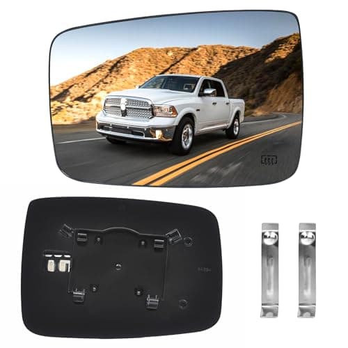 TOP-MAX Dodge Ram Driver Left Side Heated Mirror Glass Compatible with 2009-2018 Dodge Ram 1500 2500 Side View Exterior Convex Mirror Glass 68050299AA, 68079363AA