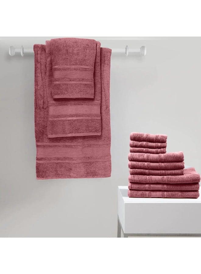 BYFT Home Castle (Pink) Premium Cotton Bath Towel (70 X 140 Cm-Set Of 2) Highly Absorbent, High Quality Bath Linen With Diamond Dobby 550 Gsm