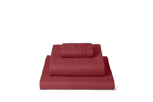 Mellanni Twin Sheets Set 3 PC Iconic Collection Bedding Hotel Luxury Extra Soft Cooling Bed Sheets Wrinkle Fade Stain Resistant Twin Brick Red