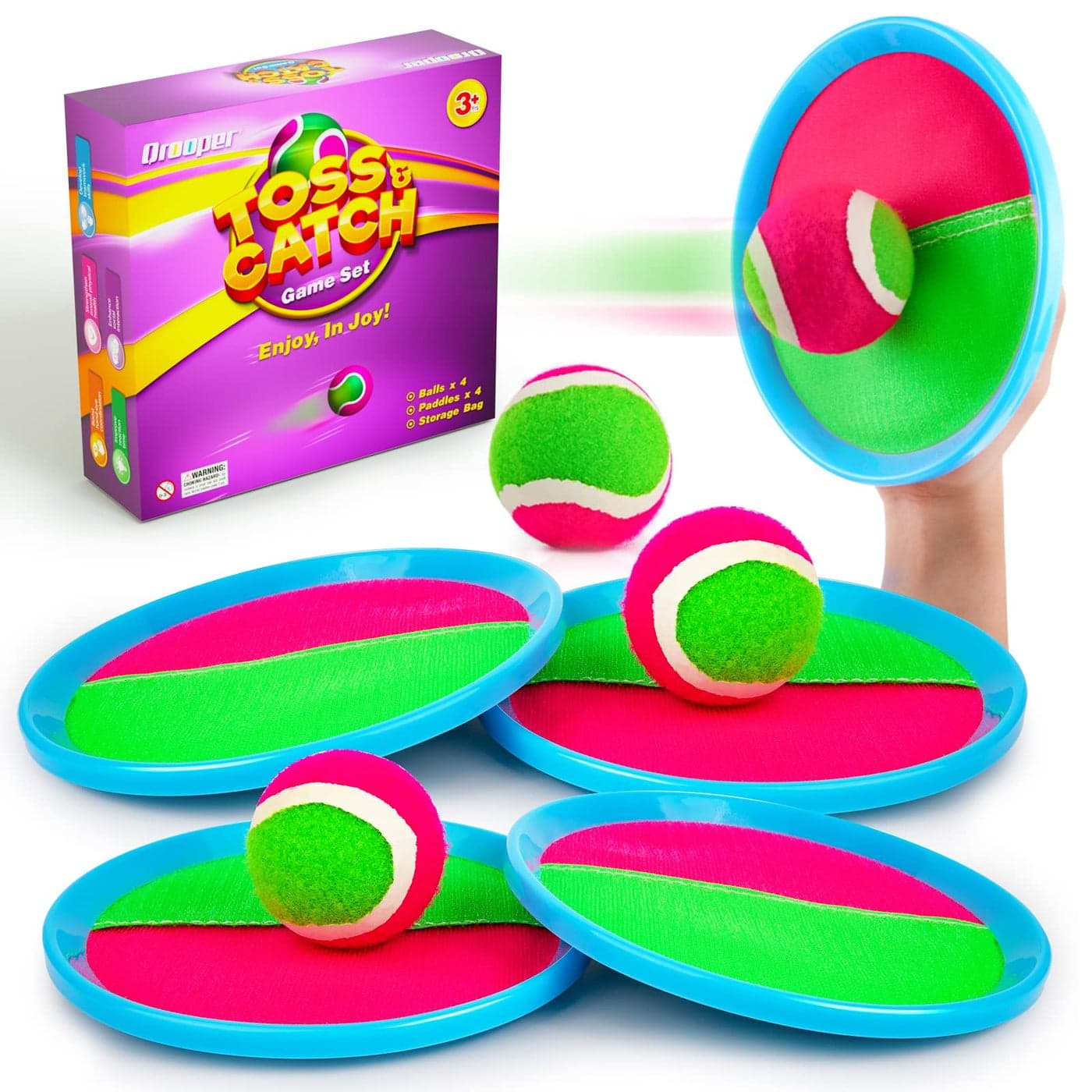 Qrooper Kids Toys Toss and Catch Game Set Beach Toys Pool Toys Outdoor Toys for Kids Ages 4-8, Easter Basket Stuffers, Beach Games, Yard Games for Kids Adults Family Outside Games