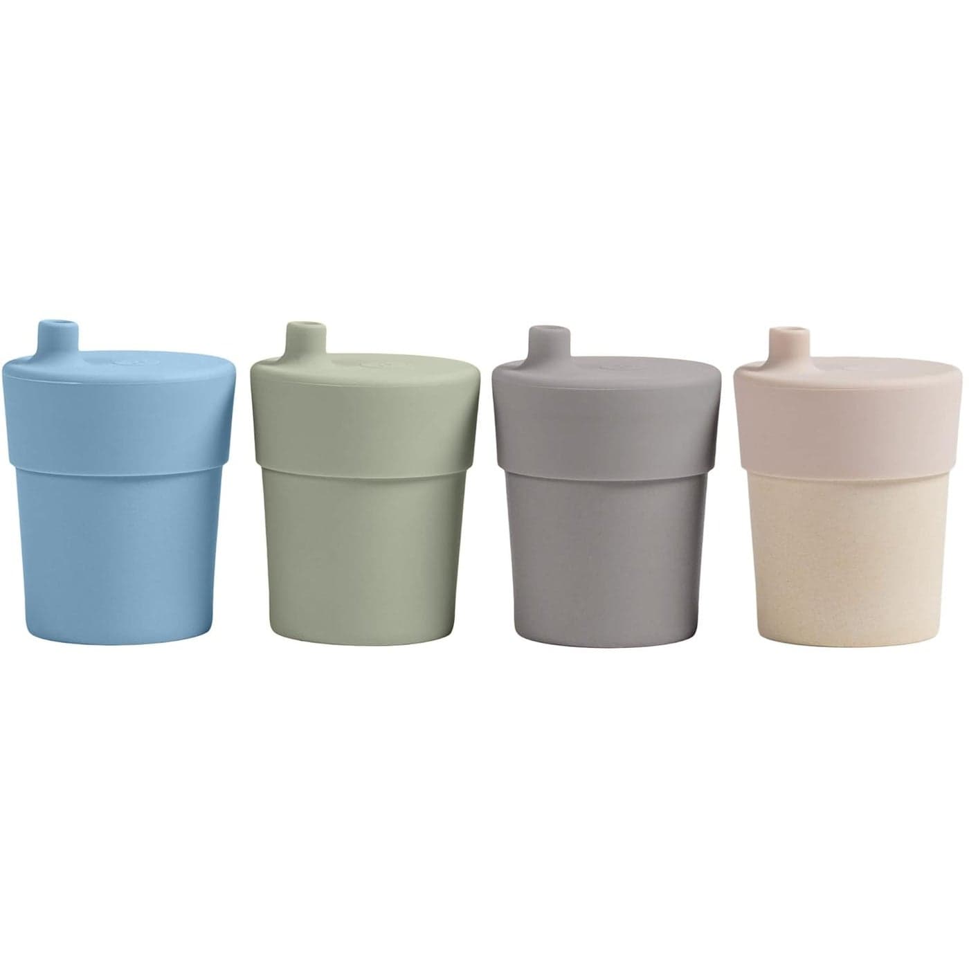 WeeSprout Bamboo GrowWithMe Sippy Cups with Lids 10 oz Set of Four Babies Kids Toddlers Made With Bamboo 100 Silicone Bite Spout Design Dishwasher Safe