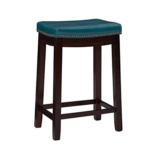 Linon Carson Blue Backless Counter Stool Brown