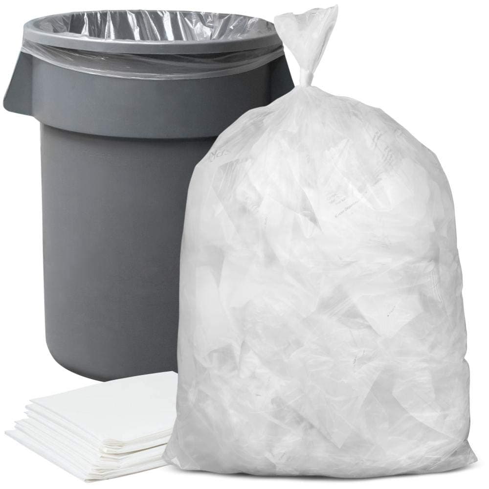Plasticplace 56 Gallon Trash Bags 16 Microns Clear High Density Garbage Can Liners 43 x 48 150 Count