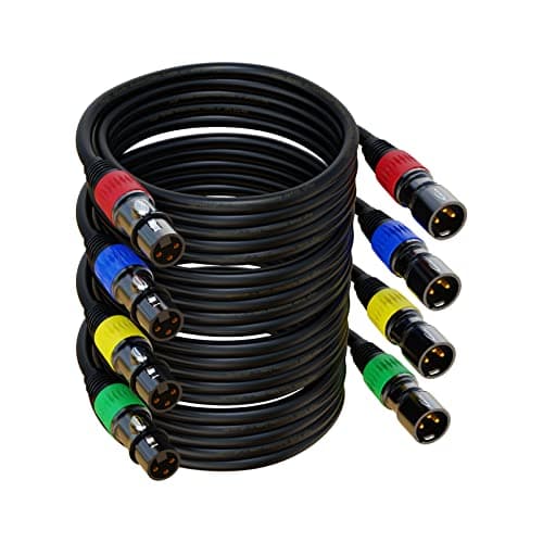 AuxLink XLR Cables, XLR Microphone Cable 6 ft 4 Pack, Gold-Plated 3-pin XLR Speaker Cable Male to Female Balanced Mic Cable