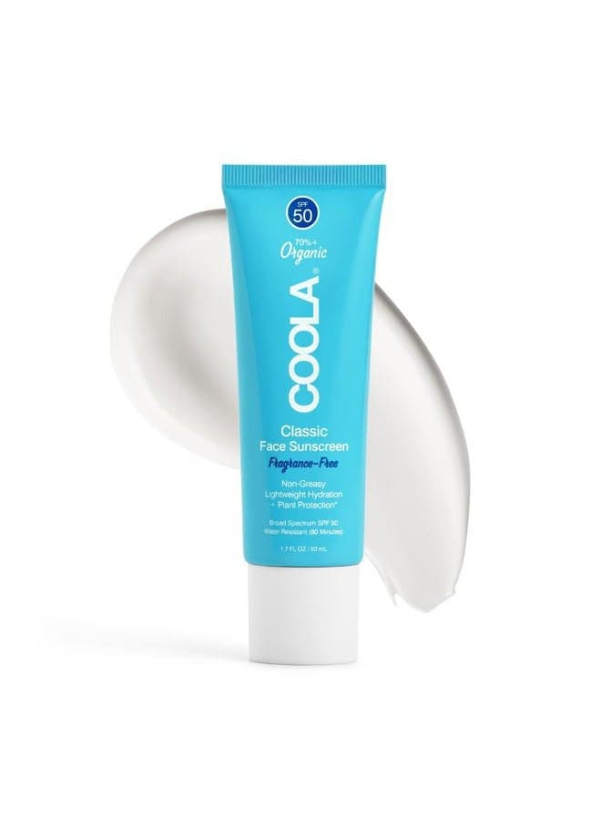Organic Face Sunscreen SPF 50 Sunblock Lotion, Dermatologist Tested Skin Care for Daily Protection, Vegan and Gluten Free, Fragrance Free, 1.7 Fl Oz.
