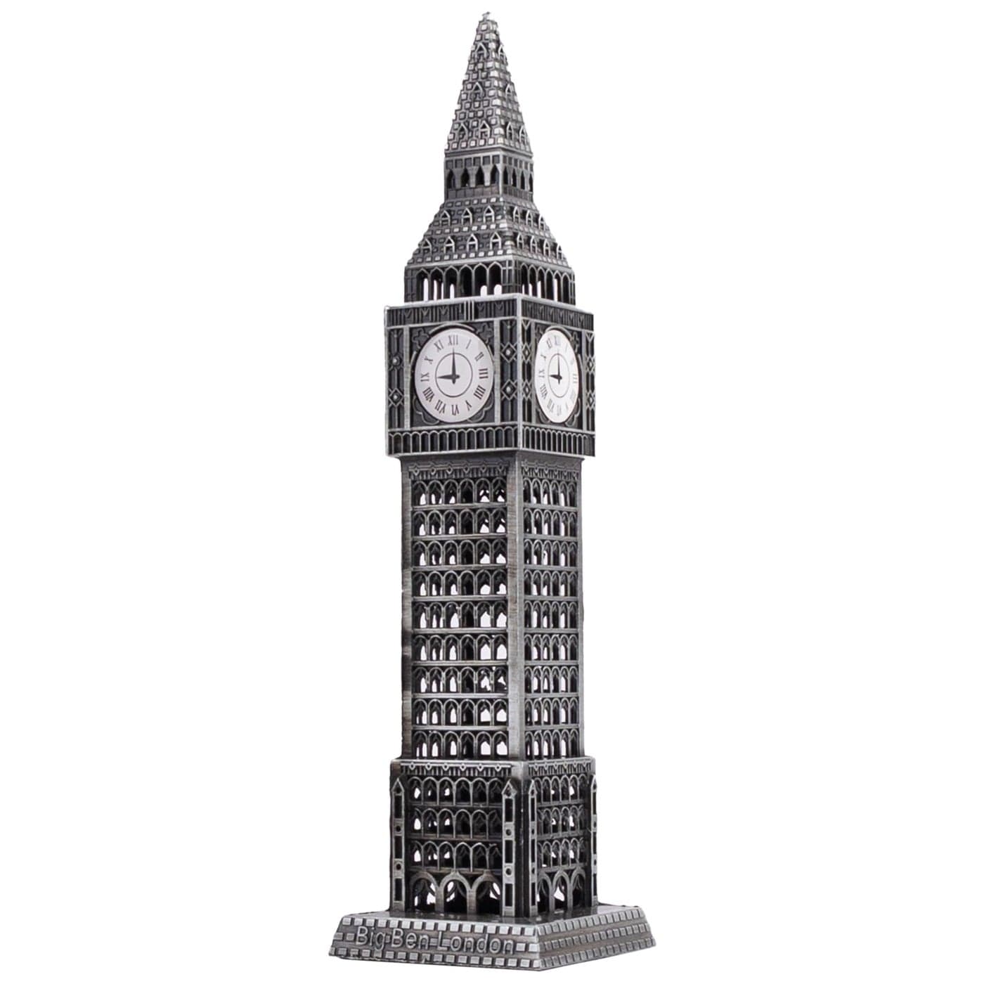 Framendino Silver Big Ben Figurine Metal Building Model Statue for Table Home Decor