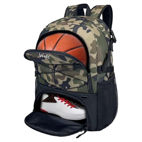 WOLT | Basketball Backpack Large Sports Bag with Separate Ball Holder & Shoes Compartment, Best for Basketball, Soccer, Volleyball, Swim, Gym, Travel