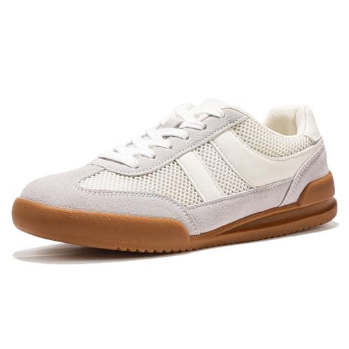 IDIFU White Fashion Sneakers for Women Casual Comfortable Tennis Shoes Ladies Mesh Lace Up Trendy Dress Flat Cute Lightweight Sneakers ShoesWhite 8