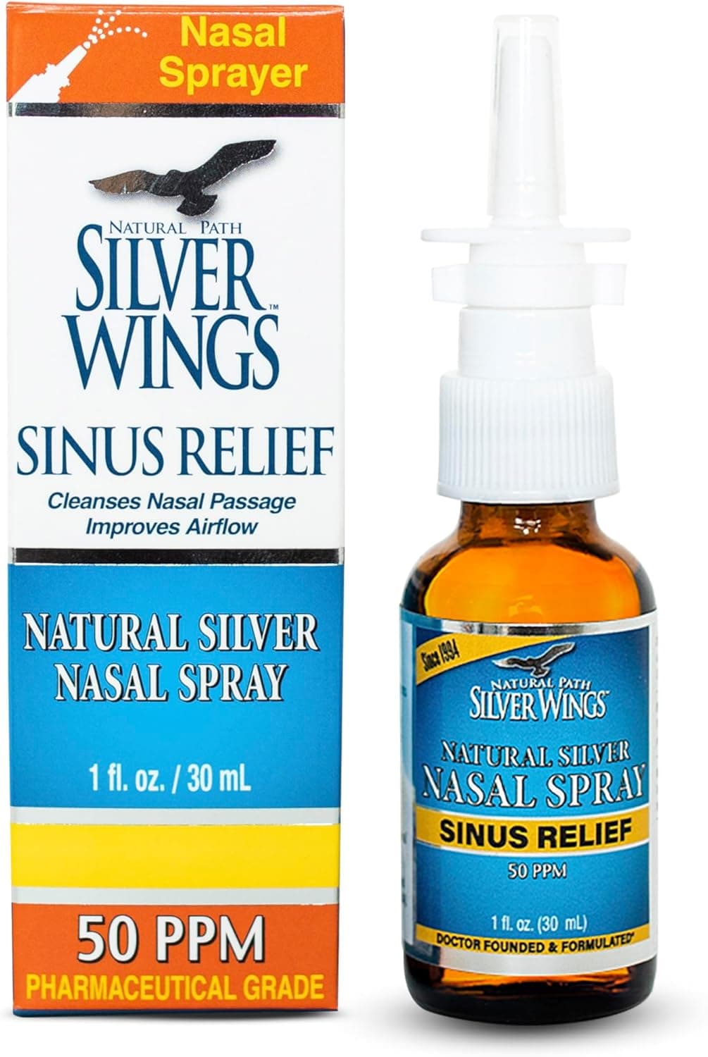 Natural Path Silver Wings Sinus Relief Natural Silver Nasal Spray 50ppm 1oz