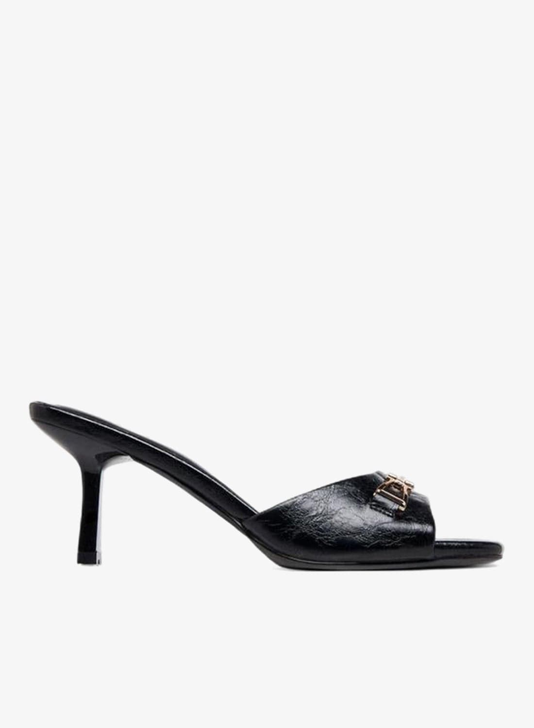 Women Buckle Detail Kitten Heel Sandals