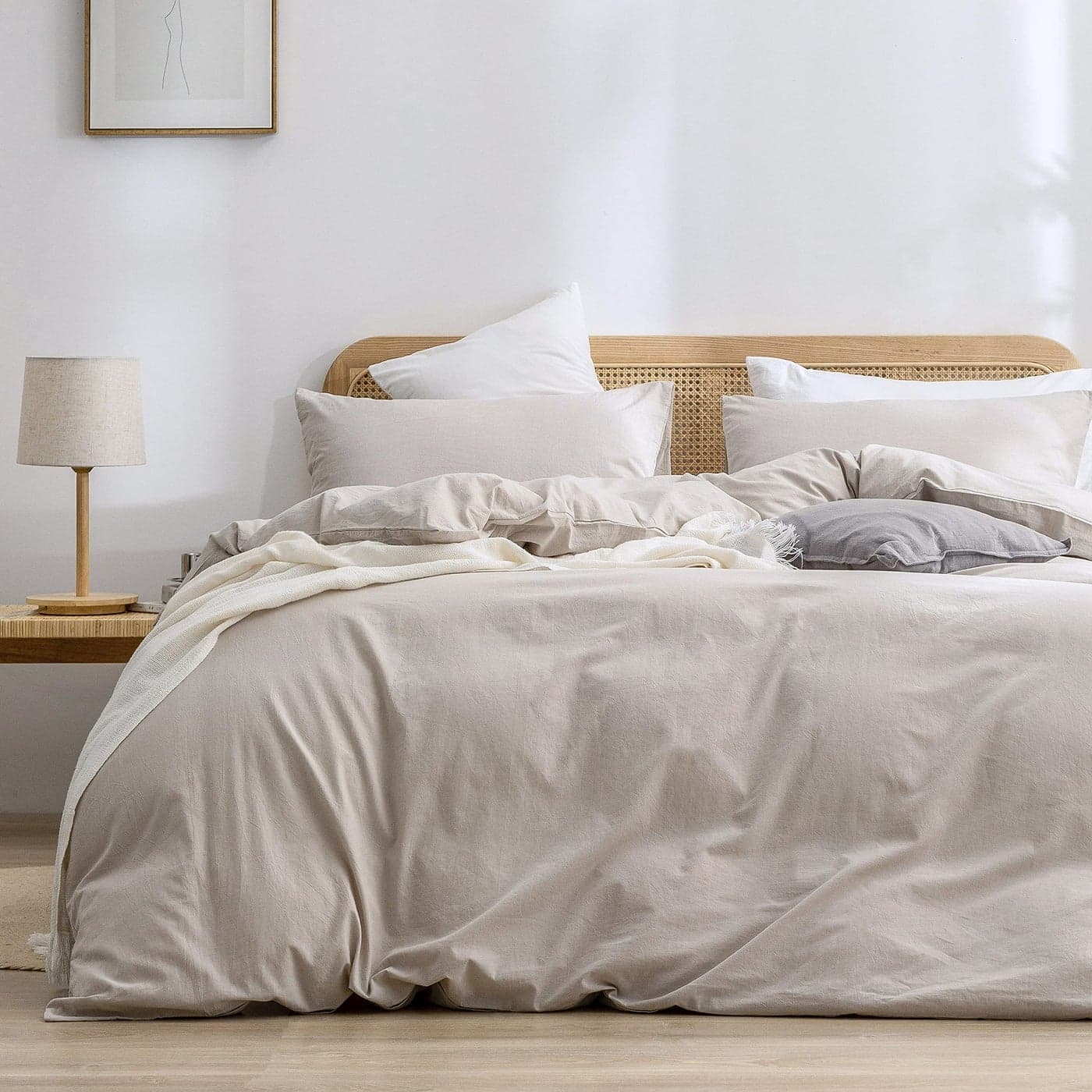 BESTOUCH Duvet Cover Set 100 Washed Cotton Linen Feel Super Soft Comfortable Chic Lightweight 2 PCs Home Bedding Set Solid Linen Grey TwinTwin XL