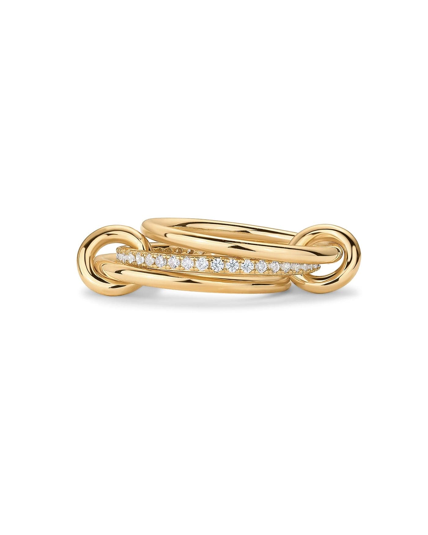 PAVOI 14K Gold Plated Chunky Stackable Statement Ring for Women | Cubic Zirconia Interlocking Band | Size 9