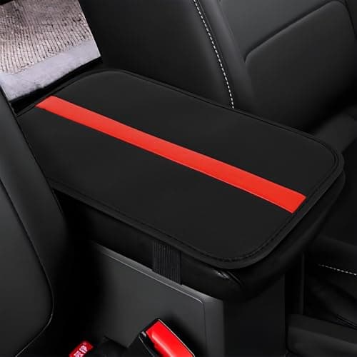wuyaoyao Car Center Console Cover 126787 PU Leather Armrest Cover for Cars Stylish Auto Armrest Cushion Pad Waterproof Vehicle Arm Rest Protector Interior Car Accessories BlackRed