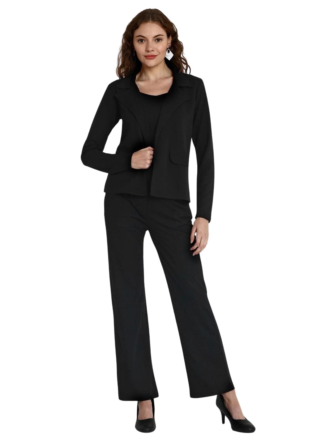 Leriya Fashion Co ord Set For Women Stylish | Lycra Blend Western Blazer Suit 3 Piece Co ord Set | Casual Blazer For Women Stylish Formal Professional Office Wear