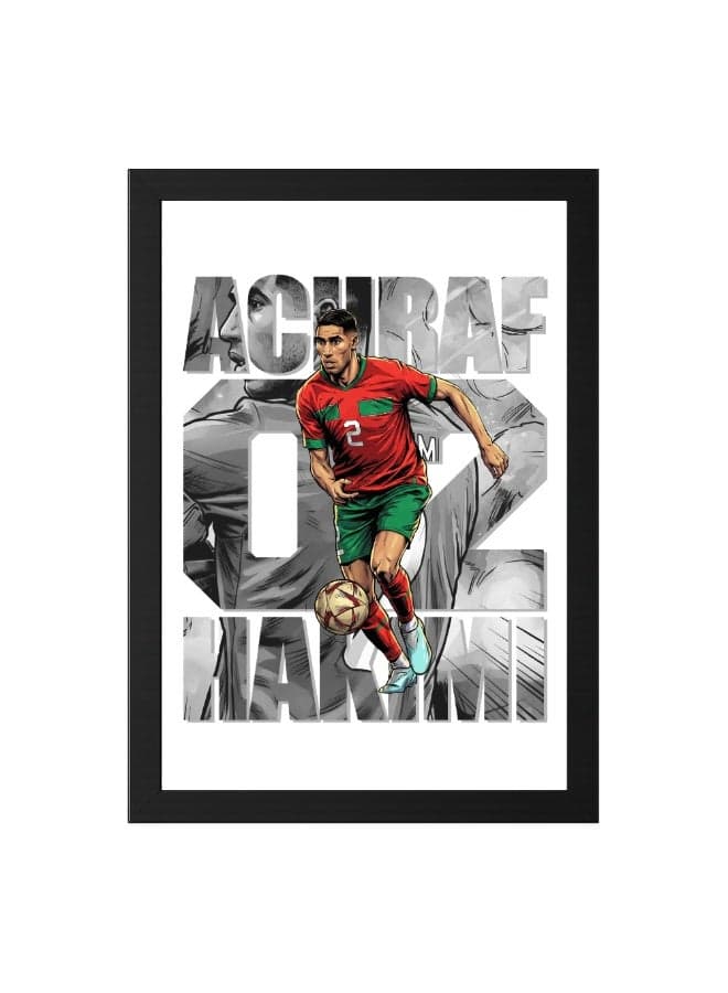 Morocco Football Player Photo Frame | Soccer Theme Picture Display | Sports Fan Decor | Bedroom Living Room Wall Decoration