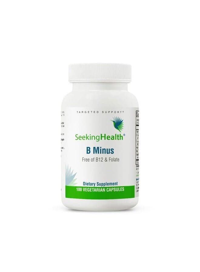B-Minus, Vitamin B Complex to Support Methylation, MTHFR Support, Methyl-Free, Niacin, Biotin Supplement for Women, Vegetarian Capsules (100 Capsules)*