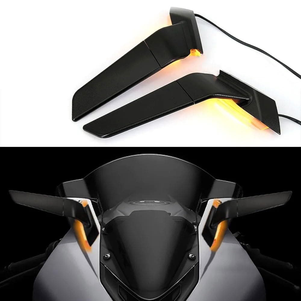 Compatible with BMW S1000RR 20192023 2024 2025 Motorcycle Rearview Wing Mirrors with LED Turn Signal Light Adjustable Rotating Side Mirrors with Light Fits for BMW S1000RR 20192023
