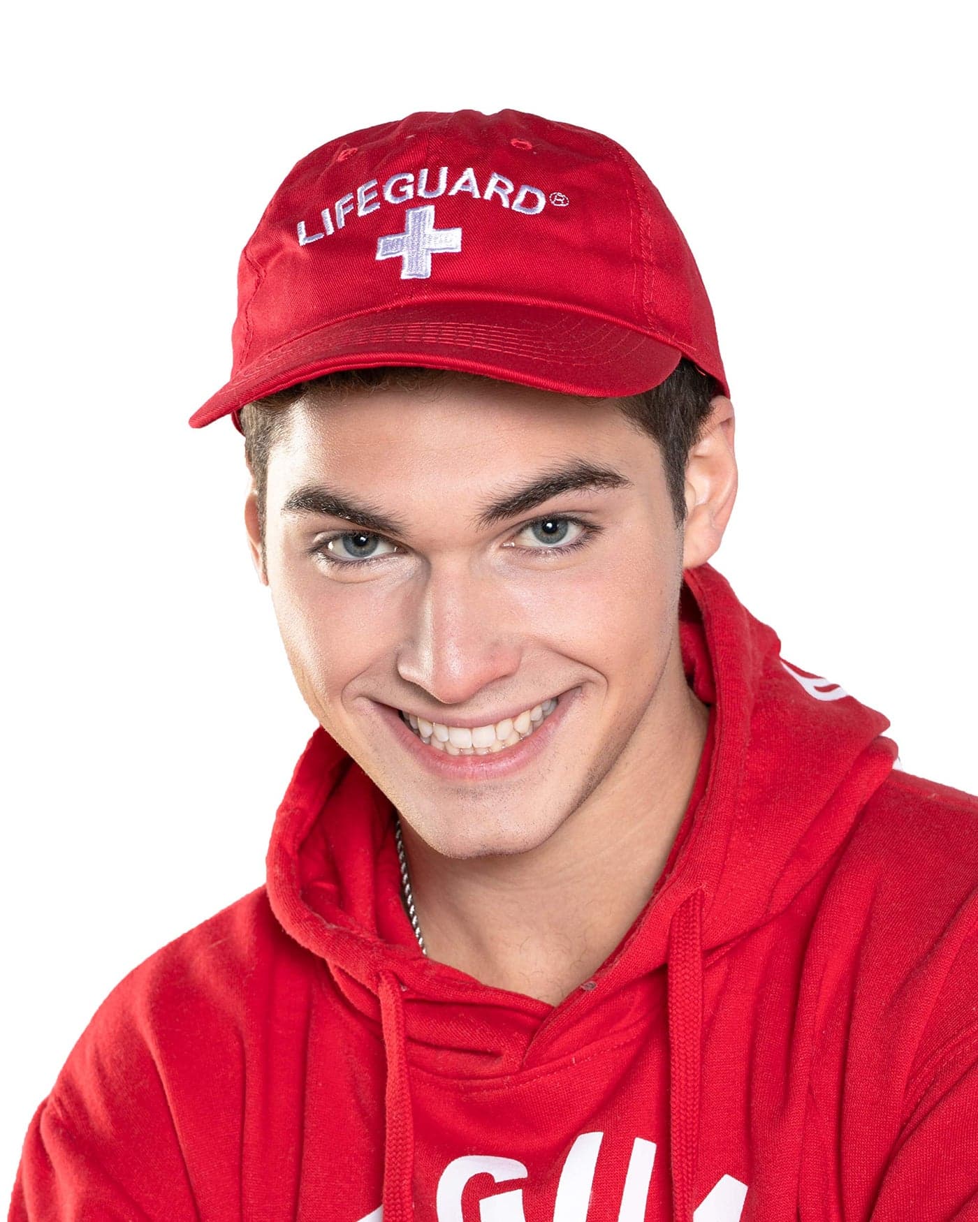 LIFEGUARD Officially Licensed Unisex Red Baseball Hat, Mesh Trucker Foam Front Cap, Snap Closure Adult One Size (Baseball Cap)