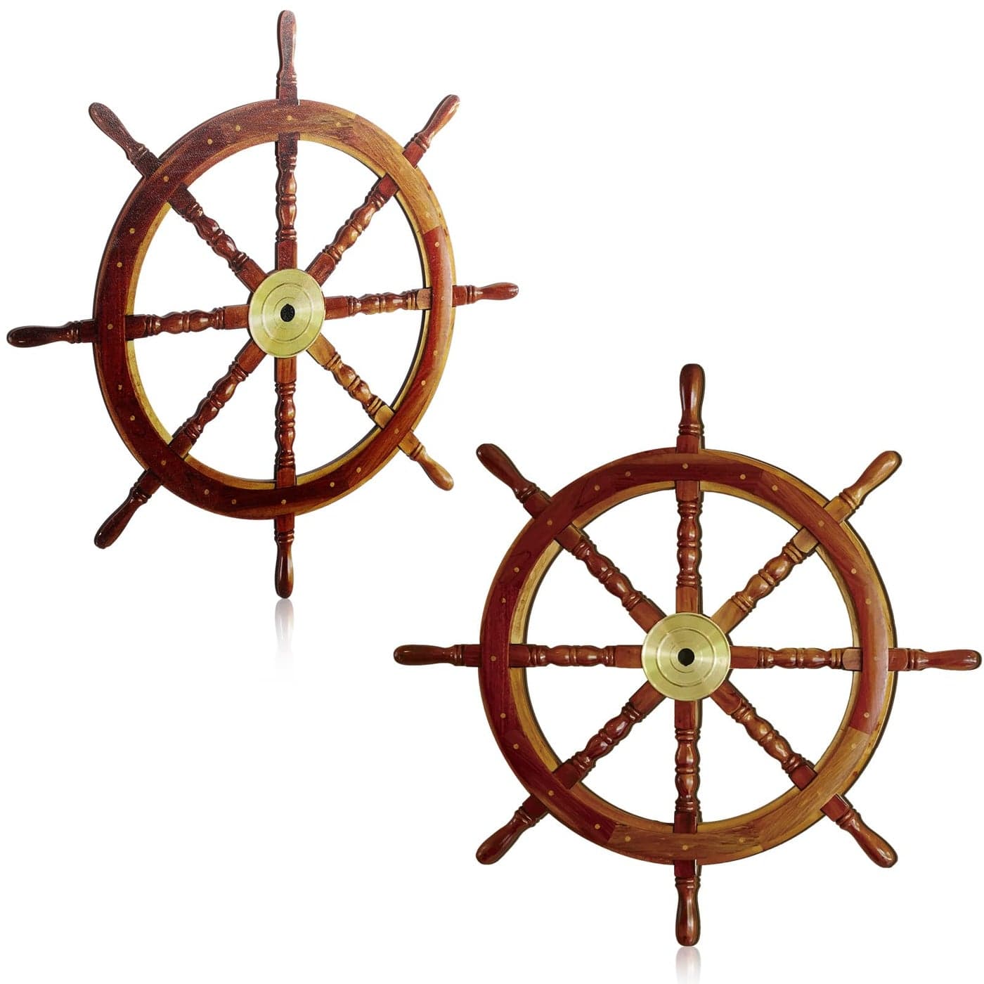 Tatuo 2 Pcs Ship Wheel Wall Decor Pirate Party Decorations Thin Flat Wooden Nautical Wall Art 2d Wood Beach Boat Cruise Ship Steering Wheel for Home Bedroom Decor12 Inch