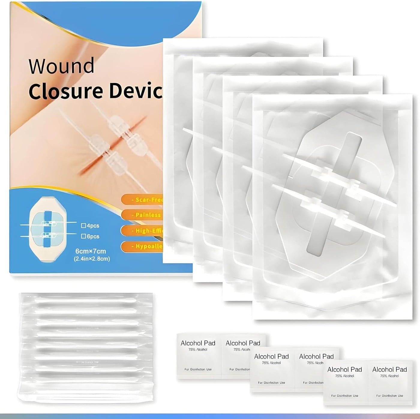 4 Sets Butterfly Bandages for Wound CareEmergency Wound Closures DeviceSurgical Laceration Repair Without SewHospital Grade Rapid Skin Closure for Home OutdoorZip Wound Closures Strips