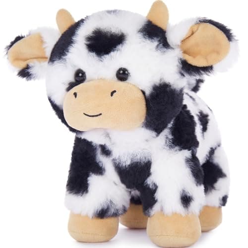 Tezituor 10 Inch Cow Stuffed AnimalAdorable Fluffy Cow Plush ToySoft Farm Stuffed Animal Plushies for Girls BoysToddler Gift Decor for Christmas Valentines BirthdayStanding Cow