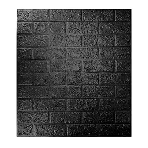 Barebeauty Wall Stickers Wallpaper PE Foam Brick Design DIY Decal (70x 77 cm 5.8 sq.ft. Each Sheet) 3D Frames PVC DIY Self Adhesive (White) (Black, 5)