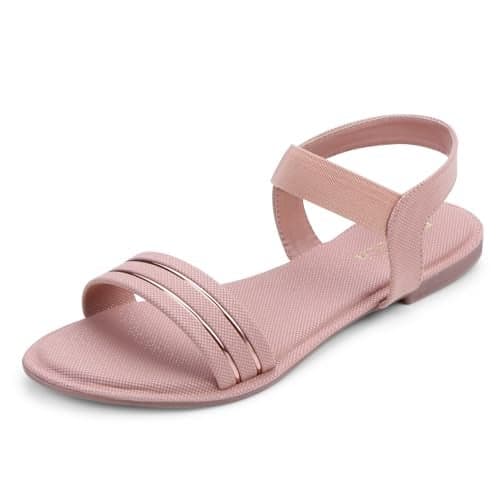 FORVELA Casual Flats Fashion Sandals Stylish and Comfortable Dailywear Footwear for Women's & Girl's (PEACH, 4)