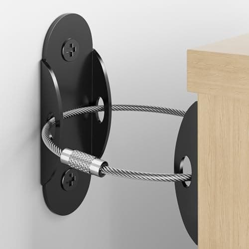 RORMGO Furniture Anchors 10Pack Anti Tip Furniture Anchors for Baby Proofing ExtraStrong Metal Wall Anchor Straps with Steel Cable to Secure Dresser Bookcase Wardrobe Cabinet Black