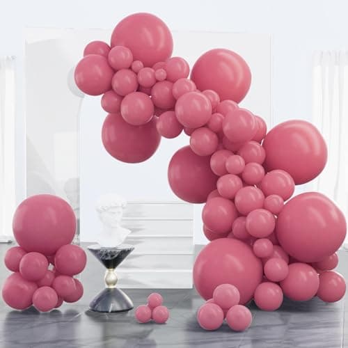 PartyWoo Mauve Balloons 100pcs Different Sizes of 18 12 10 5 Inch Dusty Pink Rose Blush Boho Netural Balloon Arch Kit Garland for Baby Shower Wedding Engagement Birthday Party Decorations PinkF02