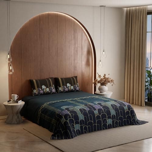 Stoa Paris King Size Bedsheet, Bedding Set with Cotton Pillow Covers, Cotton for Restful Sleep, Ideal Gift Items for Women, Home Makeover, Lumiere Collection - Midnight Blue