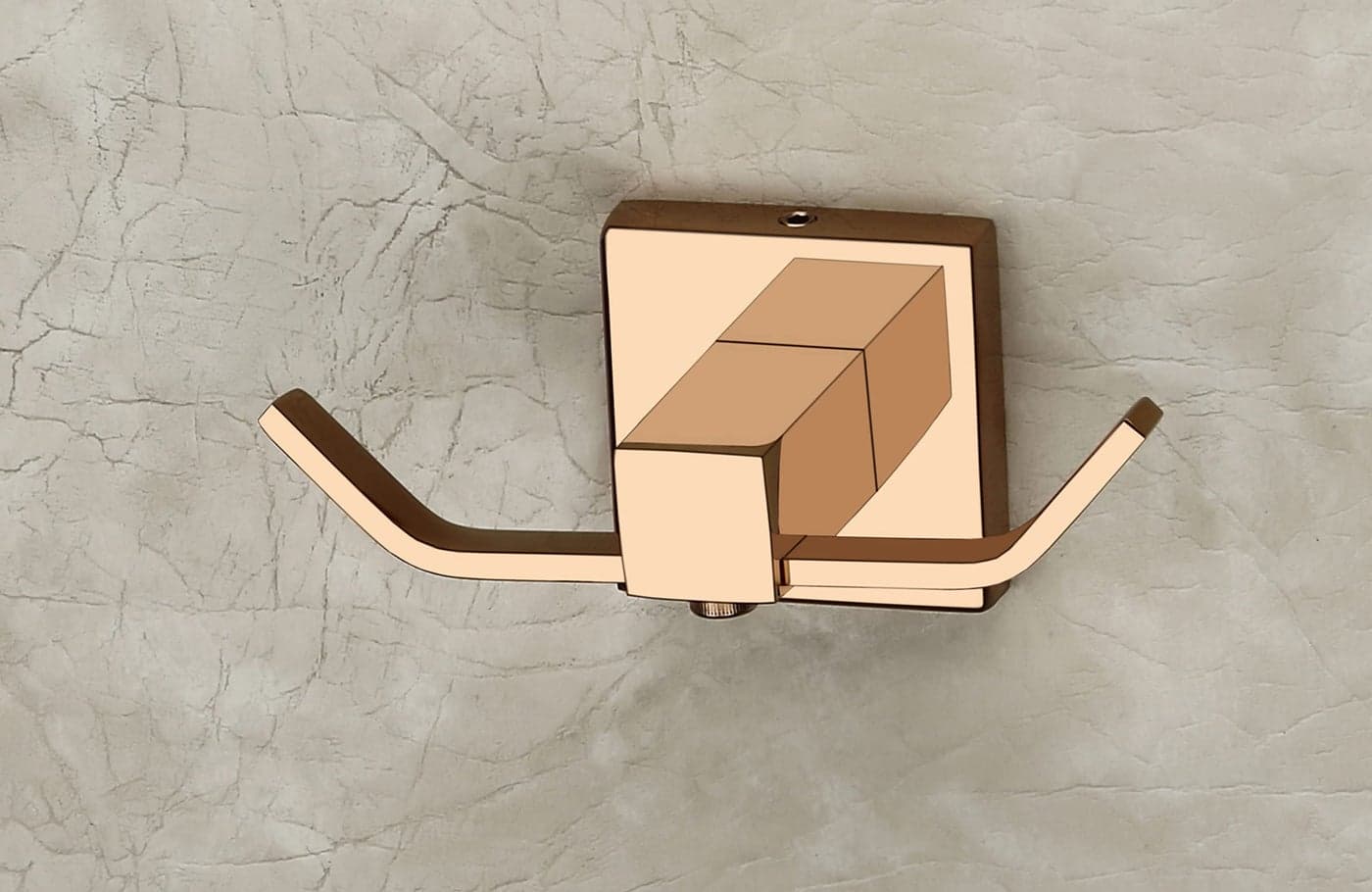 iSTAR Stainless Steel (SS) Unbreakable Double Square Shaped Hook (2 pin) Bathroom Hooks Cloth Hanger Wall Hook Door Robe Hooks for Hanging Key, Clothes (Rose Gold)