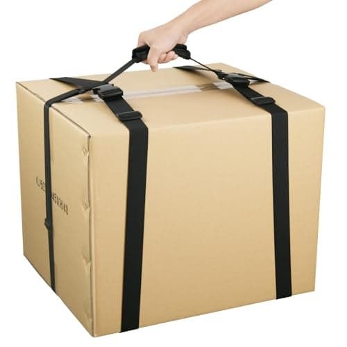 Moving Bags Carrying Strap with Handle, Heavy Duty Moving Boxes Lashing Strap Holder, Adjustable Belt Cross Style Carry Straps for Safely Moving and Lifting Heavy Boxes, Storage Totes, Groceries