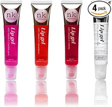 Nicka K Lip Gel CLEAR STRAWBERRY CHERRY BUBBLE GUM 4 pcs