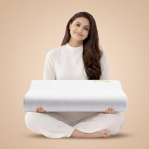 SleepyCat CoolTEC™ Cervical Memory Foam Pillow | Full Size Contour Design for Neck Support | No Sagging, No Breaking | Upto 4° Cooler | Perforated Real Memory Foam | White, Set of 1 (25 x 16 Inches)