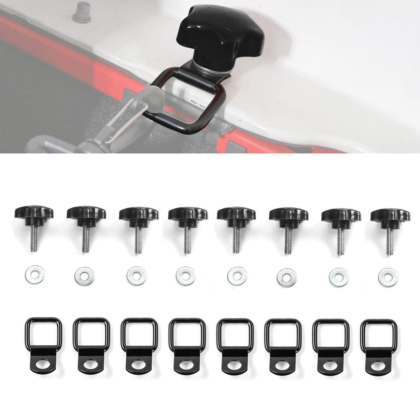 CheroCar Hard Top Quick Removal Fastener Thumb Roof Screws Bolts Tie Down Anchor with Washers Kit for Jeep Wrangler Sports Sahara Rubicon X Unlimited YJ TJ LJ JK JL 24Door 19872020