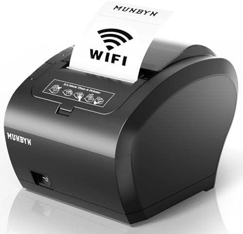 MUNBYN WiFi Receipt Printer with USB Port 80mm WiFi POS Printer Works with Mac Windows Chromebook Linux Cash Drawer No Support for Square Zettle Shopify Kyte Bluetooth or 5G WiFi