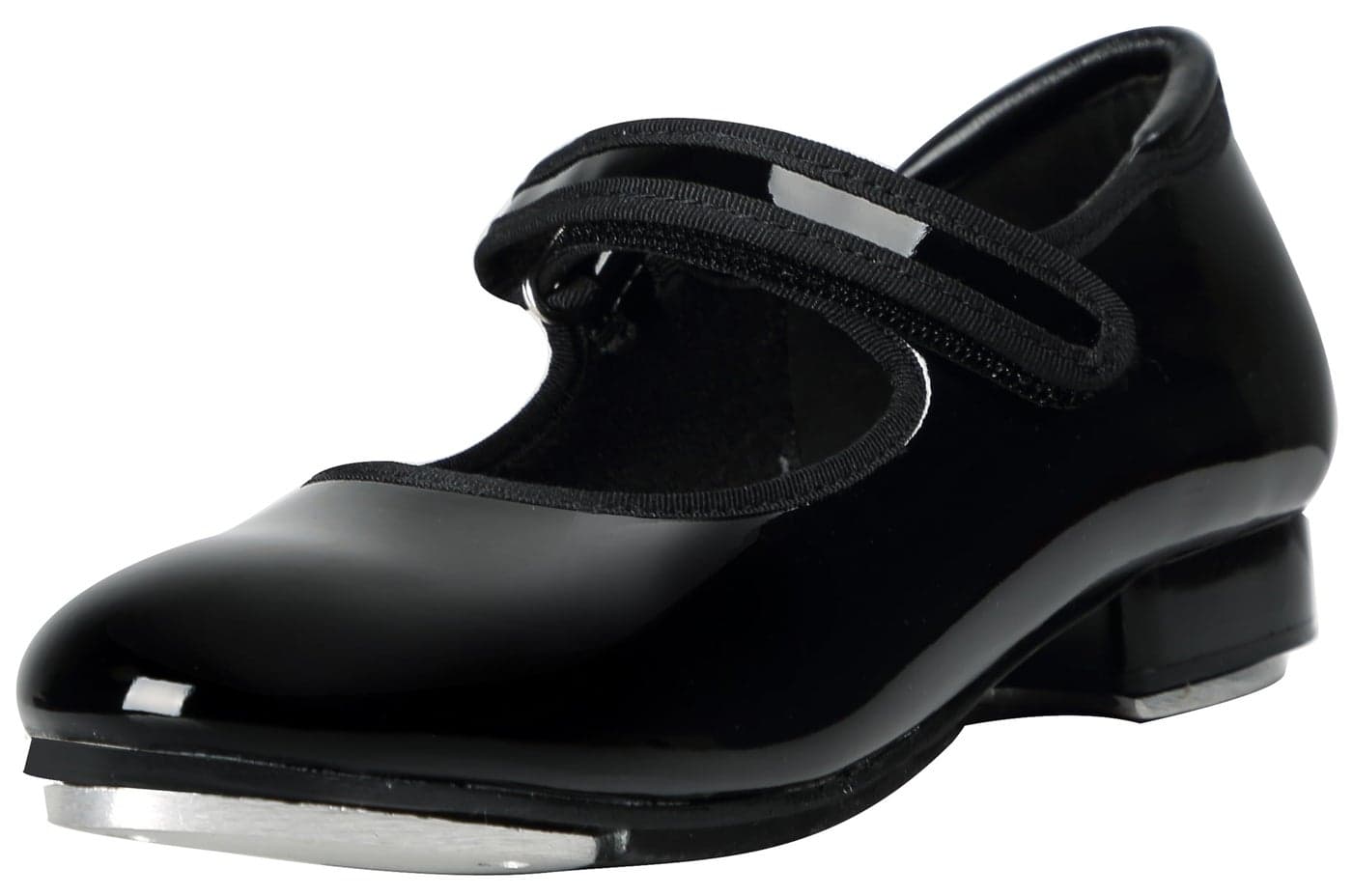 Linodes Easy Strap Tap Shoe Dance Flats for Girls and Boys (Toddler/Little Kid/Big Kid)-Black Patent-4M-Big Kid