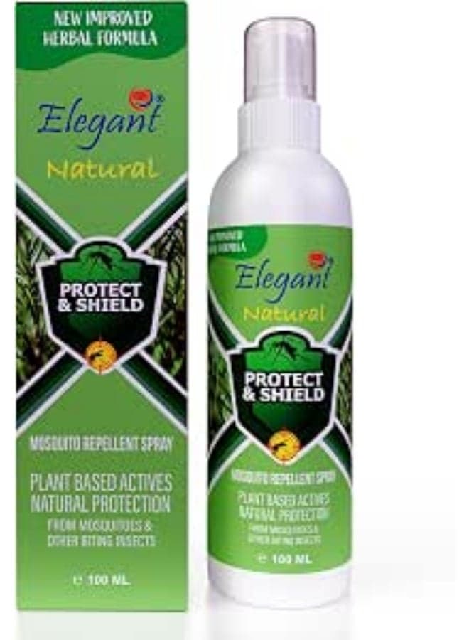 Elegant Natural Mosquito Repellant Spray – 100ML – Herbal & Deet Free – Protection from Mosquitoes & Other Biting Insects, Protect & Shield Spray | New & Improved Formula