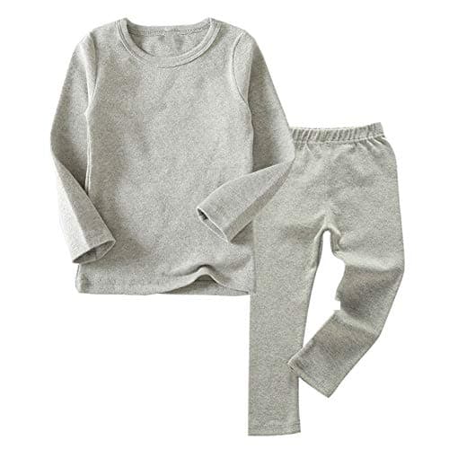 Toddler Boys Girls Long Johns Thermal Underwear Set 2PC Crewneck Tops and Bottom Kids Pajamas Warm Jammies,(LightGray,3T)