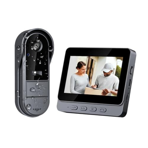 Doorbell Camera Wireless No Subscription 1080P, Waterproof Door Bell Camera with Monitor Screen Free Storage NO WiFi and APP, Video Intercom Two-Way Audio, 170° View Angle,Night Vision